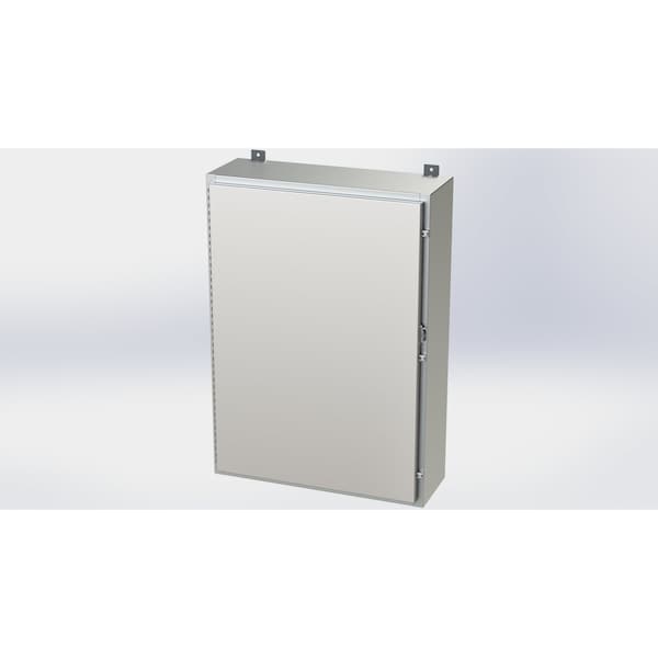 Padlockable Hasp Electrical Enclosures, 42 in H, 10 in D, 30 in W, NEMA 4X, 316 Stainless Steel
